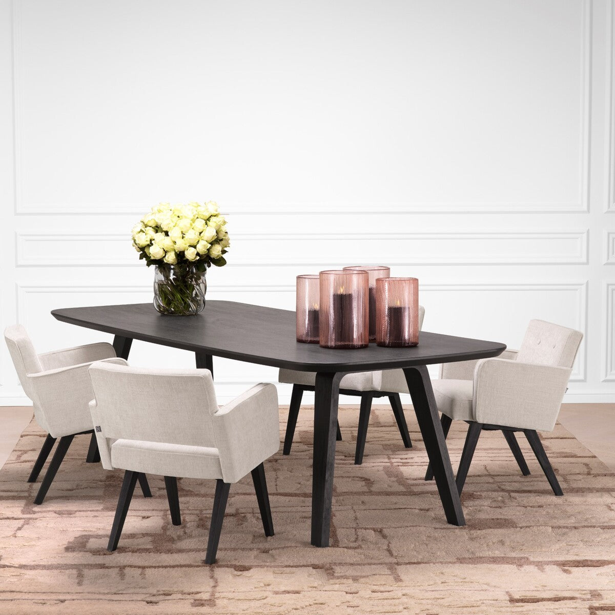 Table à manger en placage chêne gris charbon | Eichholtz Glover - vue de détail | REMO-HOME