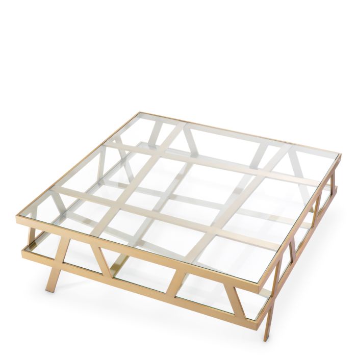 Table basse carrée en laiton brossé | Eichholtz Bilinghurst