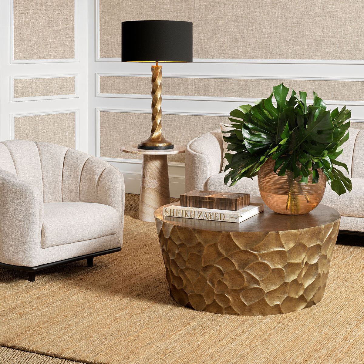 Table basse en laiton vintage | Eichholtz Fiorentino - vue de détail | REMO-HOME