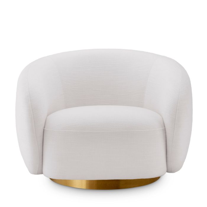 Fauteuil pivotant en tissu blanc | Eichholtz Brice