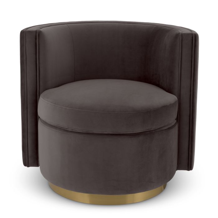 Fauteuil pivotant en velours gris | Eichholtz Amanda