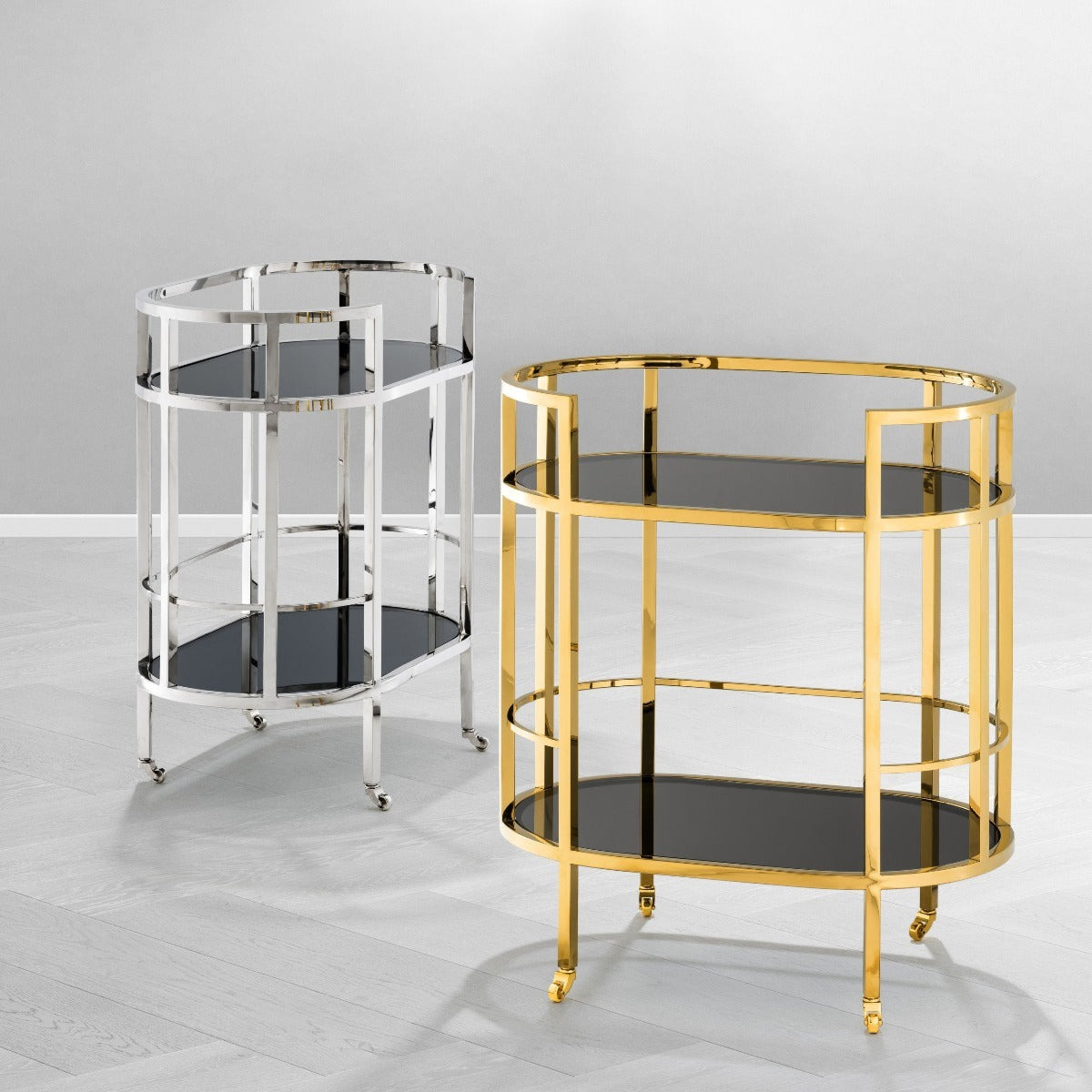 Trolley en acier inoxydable poli | Eichholtz Townhouse - vue de détail | REMO-HOME