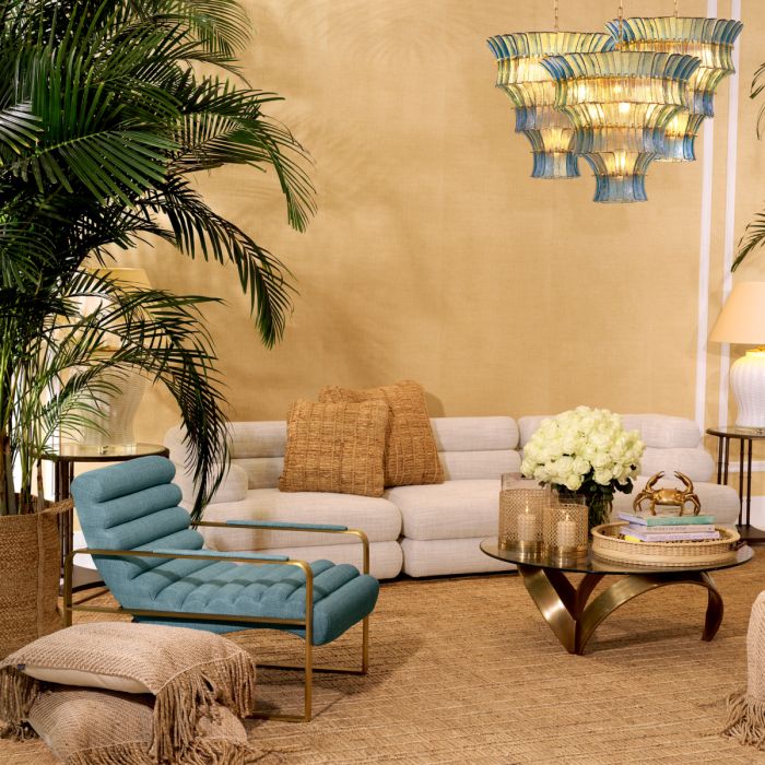 Fauteuil en tissu bleu mer | Eichholtz Olsen