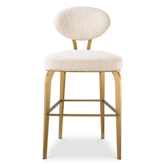 Chaise de comptoir dorée bouclé crème | Eichholtz Dorrego