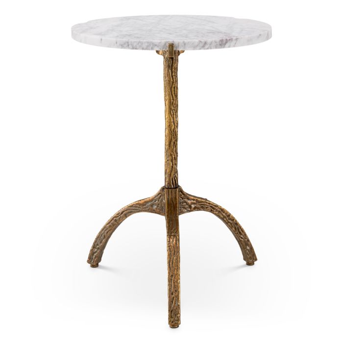 Table d'appoint ovale dorée en marbre blanc | Eichholtz Cortina