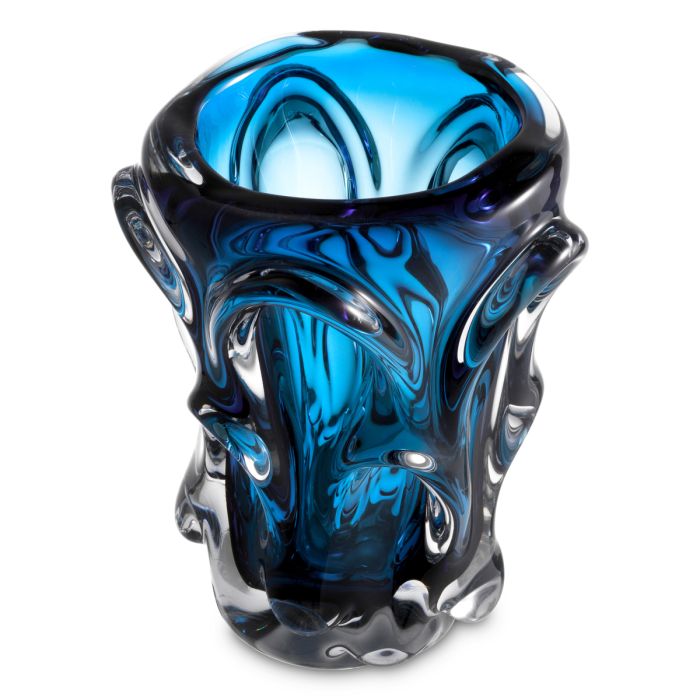 Vase en verre soufflé bleu | Eichholtz Aila S