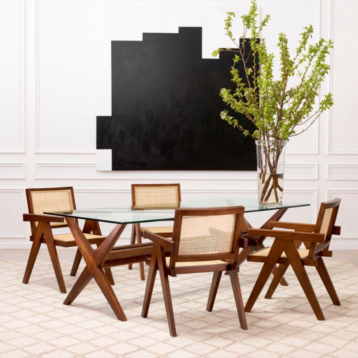 Chaise de salle à manger marron en rotin | Eichholtz Aristide