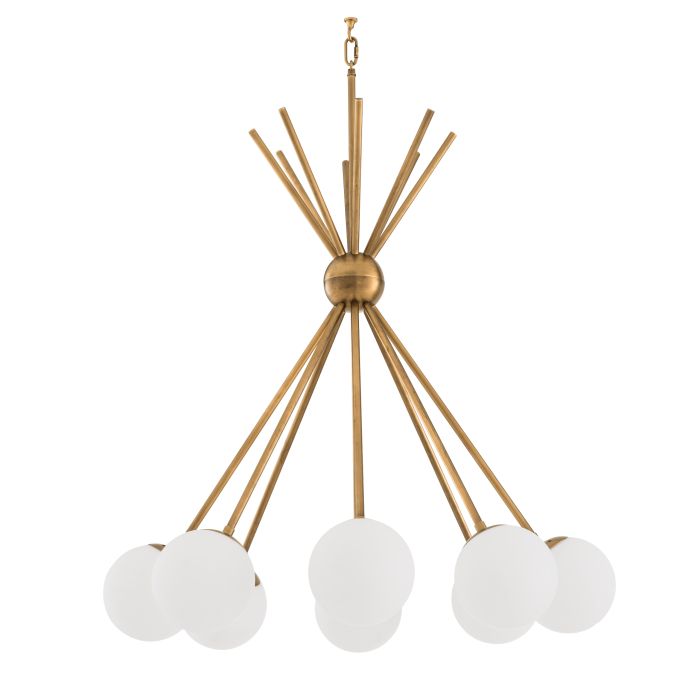 Lustre doré en verre blanc | Eichholtz Luxor
