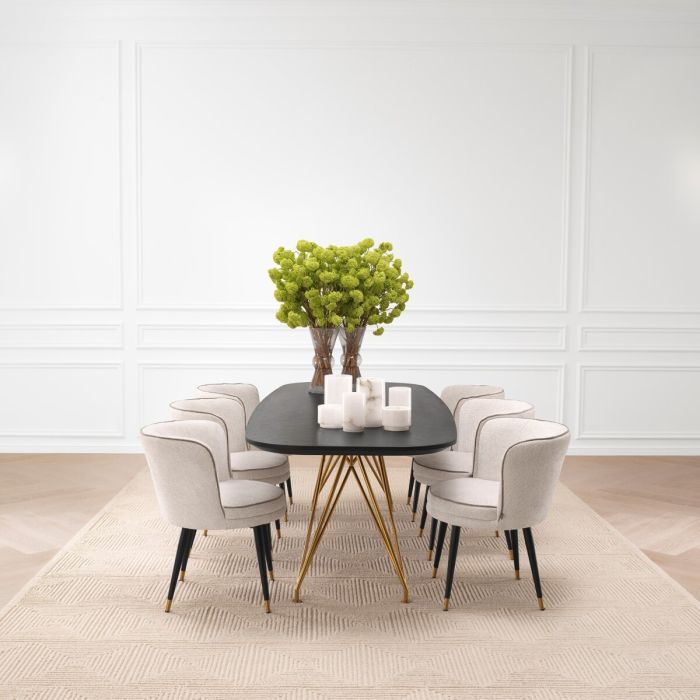 Chaise de salle à manger en tissu blanc cassé | Eichholtz Grenada