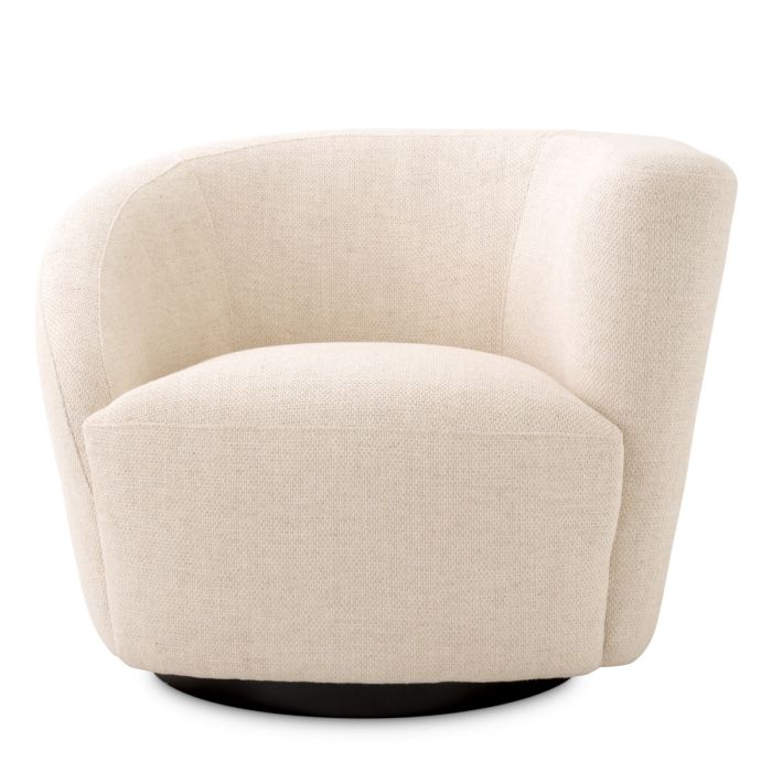 Fauteuil pivotant en tissu blanc écru | Eichholtz Colin R