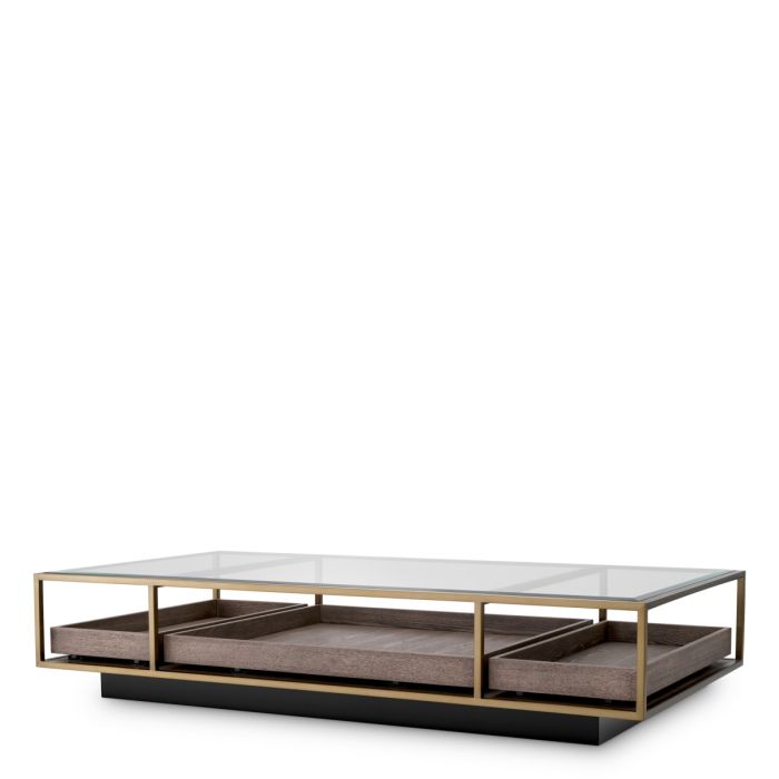 Table basse en verre et en bois marron | Eichholtz Roxton