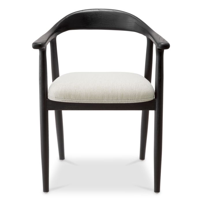 Chaise de salle à manger noire en tissu crème | Eichholtz Beale