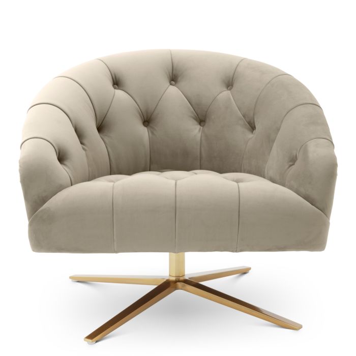 Fauteuil pivotant en velours greige | Eichholtz Gardner