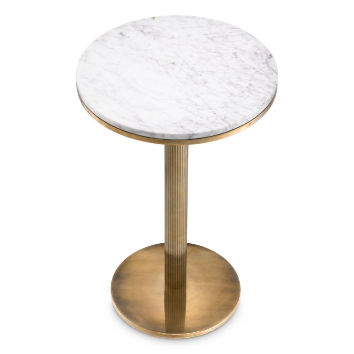 Table d'appoint dorée en marbre blanc | Eichholtz Tavolara