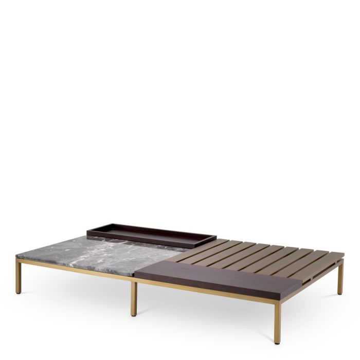 Table basse en laiton brossé et marbre gris | Eichholtz Forma