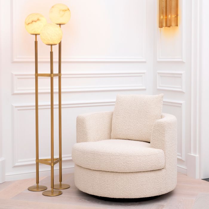 Fauteuil pivotant bouclé crème | Eichholtz Felix