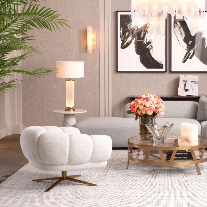 Fauteuil pivotant en tissu blanc cassé | Eichholtz Sunset