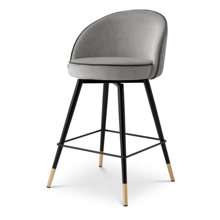Chaise de comptoir en velours gris clair (lot de 2) | Eichholtz Cooper