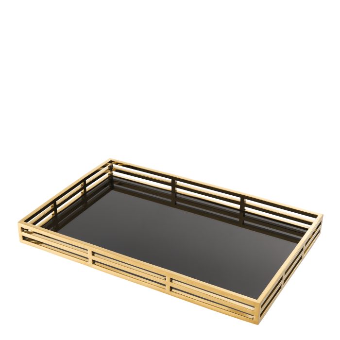 Plateau doré en verre noir | Eichholtz Giacomo