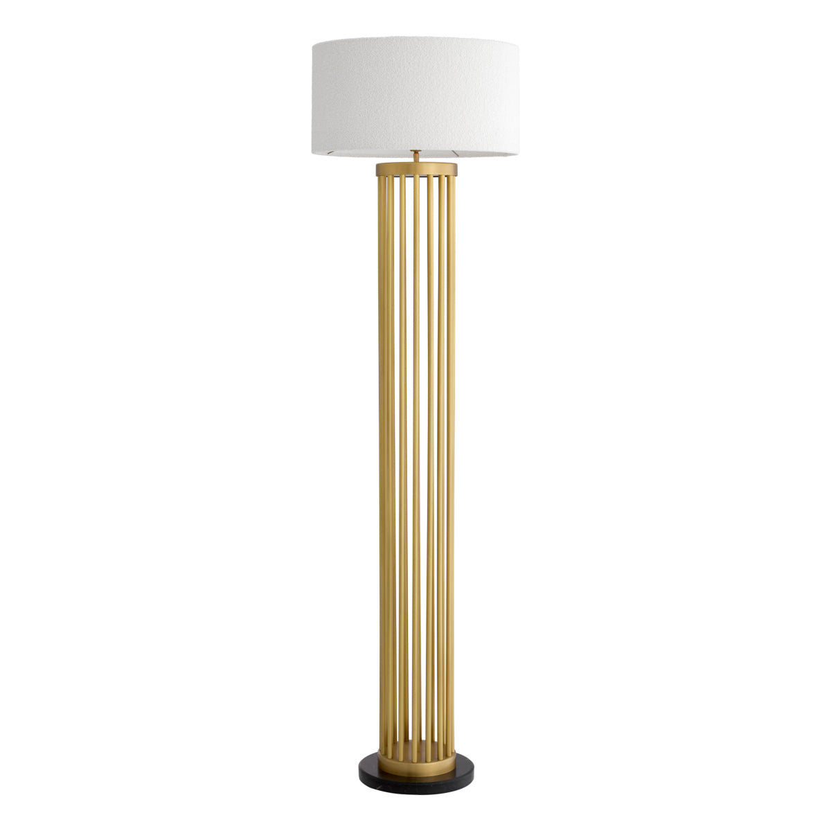 Lampe de sol en laiton antique avec abat-jour en bouclé | Eichholtz Condo - vue de détail | REMO-HOME