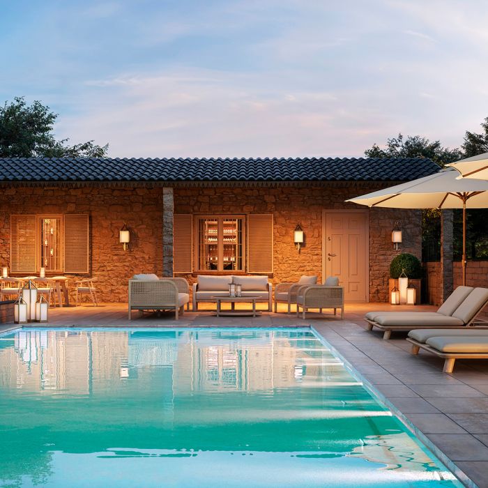 Canapé d'extérieur 3-4 places en teck beige | Eichholtz Julian L