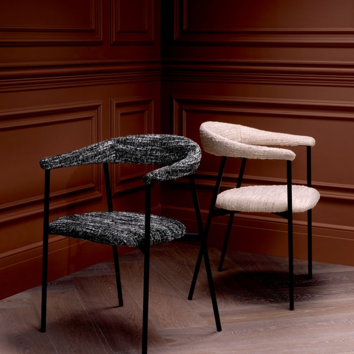 Chaise de salle à manger bouclé noir (lot de 2) | Eichholtz Julio