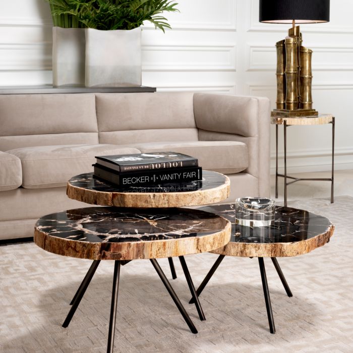 Table basse en bois pétrifié (lot de 3) | Eichholtz De Soto