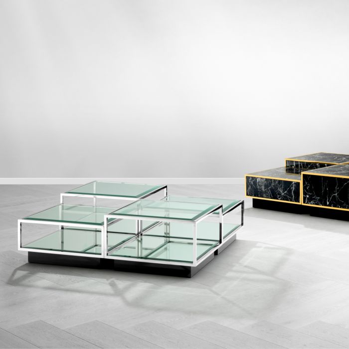 Table basse argentée en verre (lot de 4) | Eichholtz Tortona