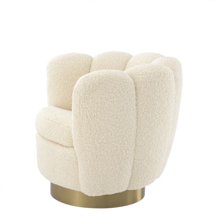 Fauteuil pivotant en tissu sherpa blanc | Eichholtz Mirage