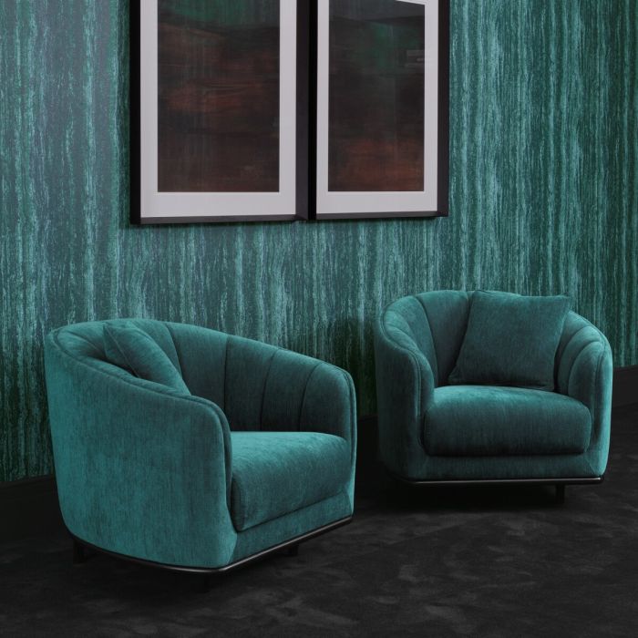 Fauteuil en tissu vert d'eau | Eichholtz Agostino