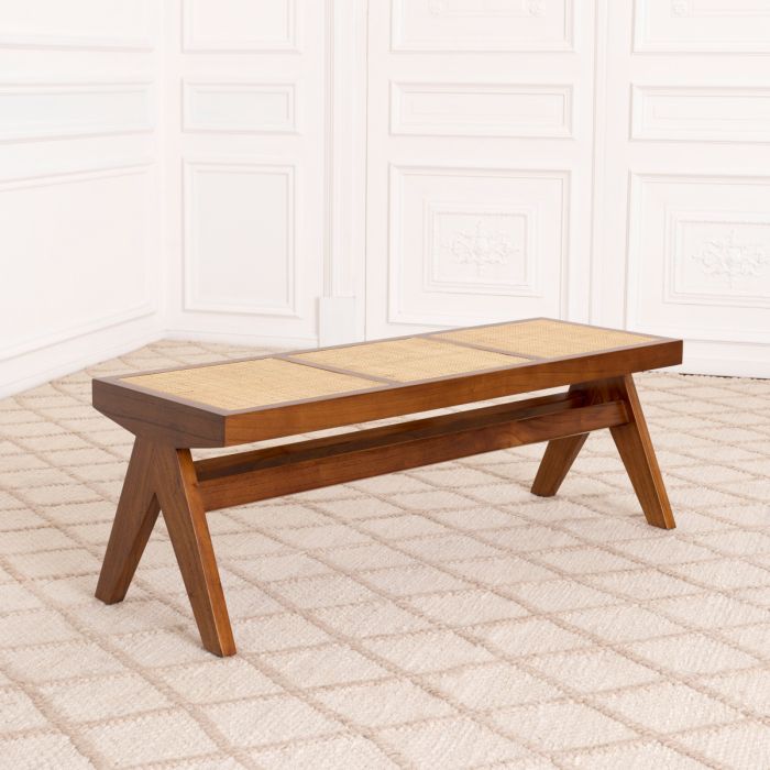 Banc en rotin et en bois marron | Eichholtz Arnaud