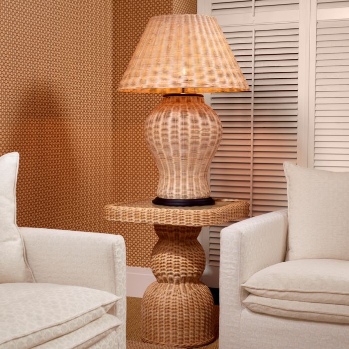 Table d'appoint en rotin et verre transparent | Eichholtz Tiago