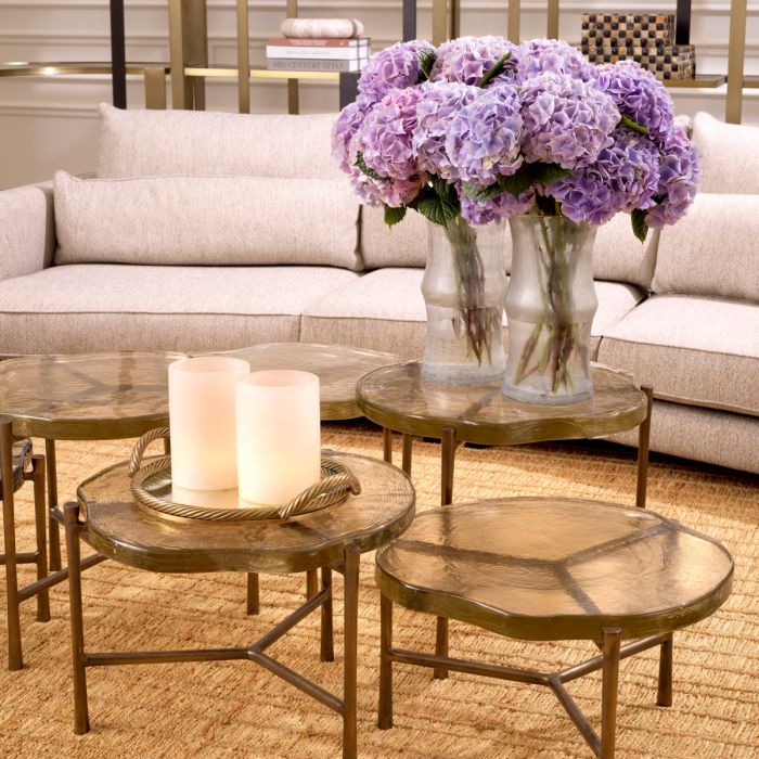 Table basse dorée en verre soufflé (lot de 3) | Eichholtz Baldovini