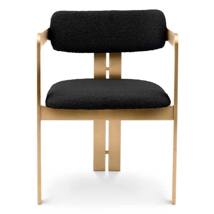 Chaise de salle à manger bouclé noir | Eichholtz Donato