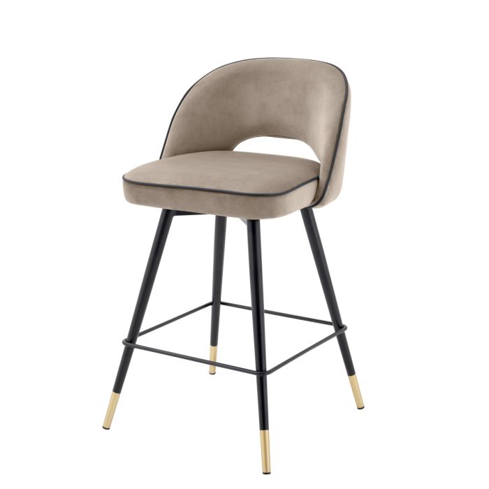 Chaise de comptoir en velours greige (lot de 2) | Eichholtz Cliff