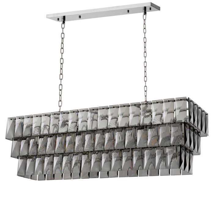 Lustre rectangulaire nickelé en cristal fumé | Eichholtz Amazone