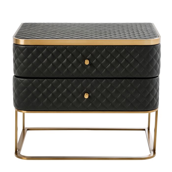 Table de chevet en similicuir noir | Eichholtz Monfort