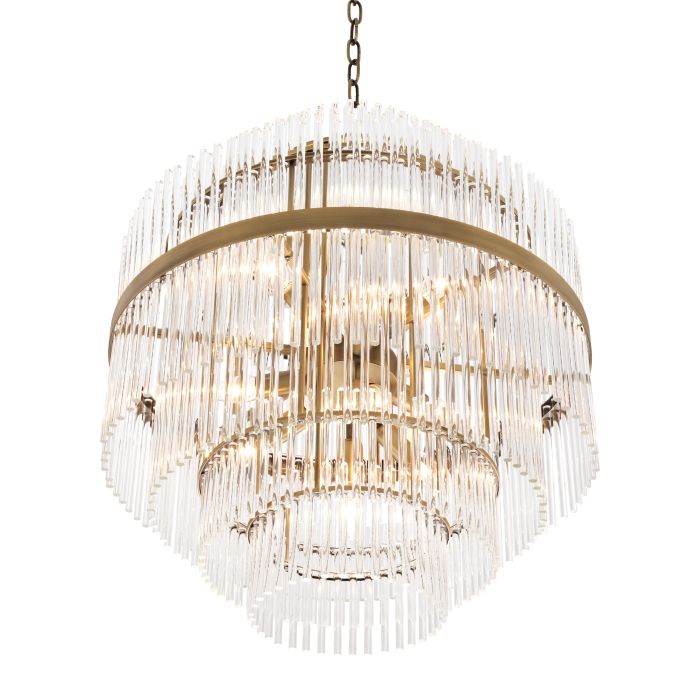 Lustre doré en verre transparent | Eichholtz East