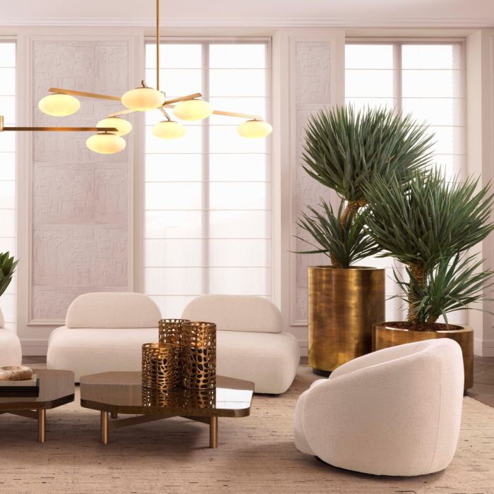 Jardinière ronde haute en laiton vieilli | Eichholtz Jasper