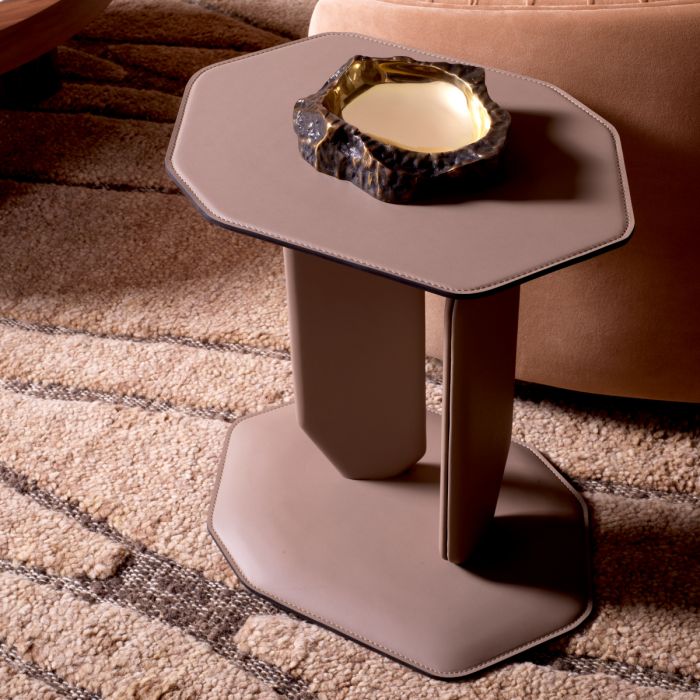 Table d'appoint en cuir marron | Eichholtz Maurizio