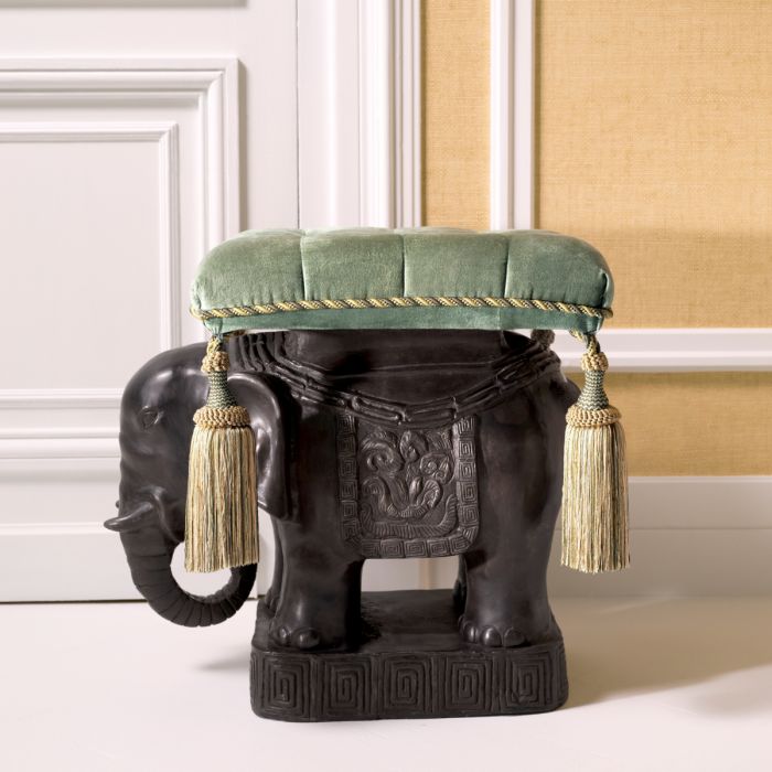 Pouf en bronze et velours vert | Eichholtz Elephant
