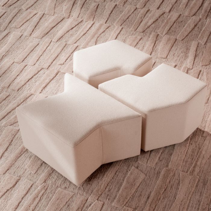 Pouf en tissu crème (lot de 3) | Eichholtz Filbert