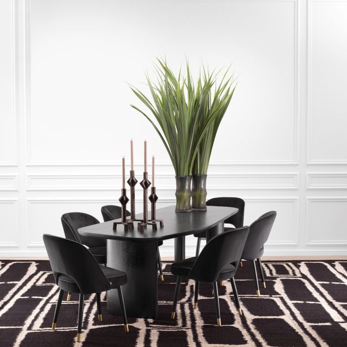 Chaise de salle à manger en velours noir (lot de 2) | Eichholtz Cliff