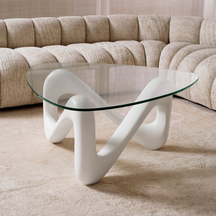 Table basse en verre et effet béton blanc | Eichholtz Aventura