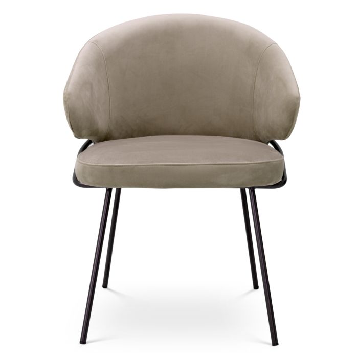 Chaise de salle à manger en velours greige | Eichholtz Kinley