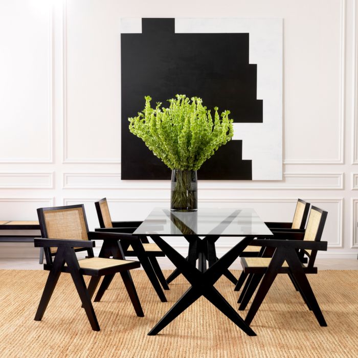 Chaise de salle à manger noire en rotin | Eichholtz Aristide