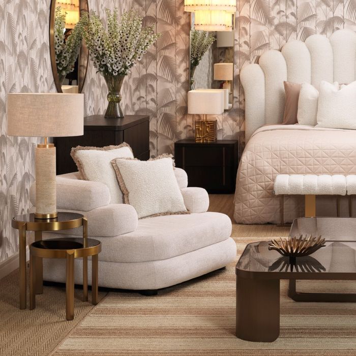 Fauteuil en tissu blanc cassé | Eichholtz Malaga