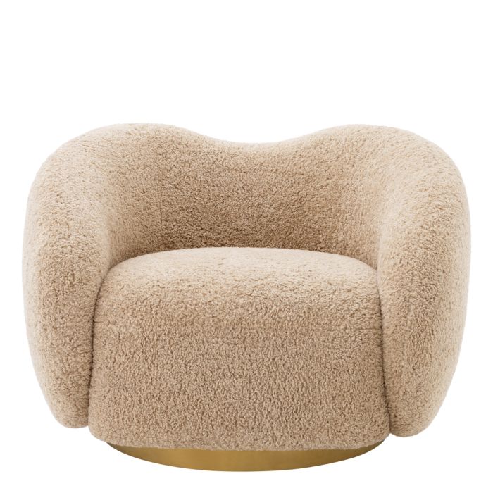 Fauteuil pivotant molletonné marron | Eichholtz Cristo