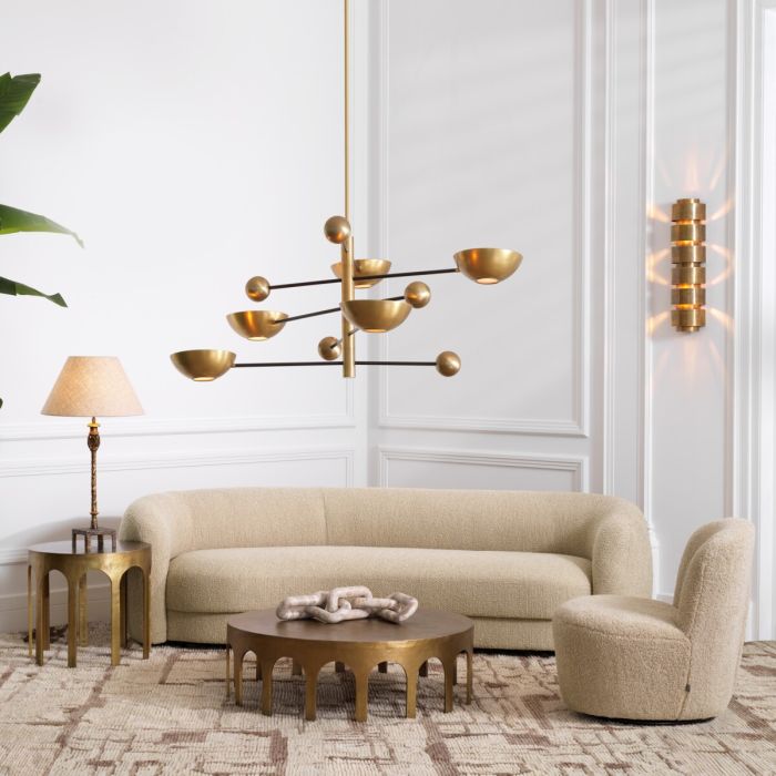 Fauteuil pivotant molletonné sable | Eichholtz Doria