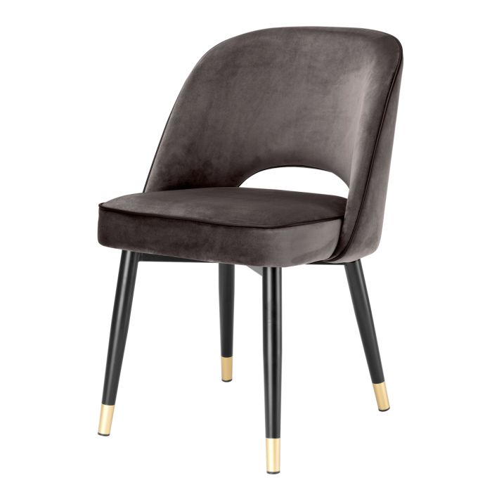 Chaise de salle à manger en velours gris (lot de 2) | Eichholtz Cliff